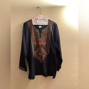 Beautiful Tunic style Tops with multicolored thread work design in front